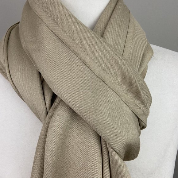 Charming Charlie Sand Tan 100% Rayon 74" x 20" Fringe Scarf - Excellent UC - Picture 4 of 6